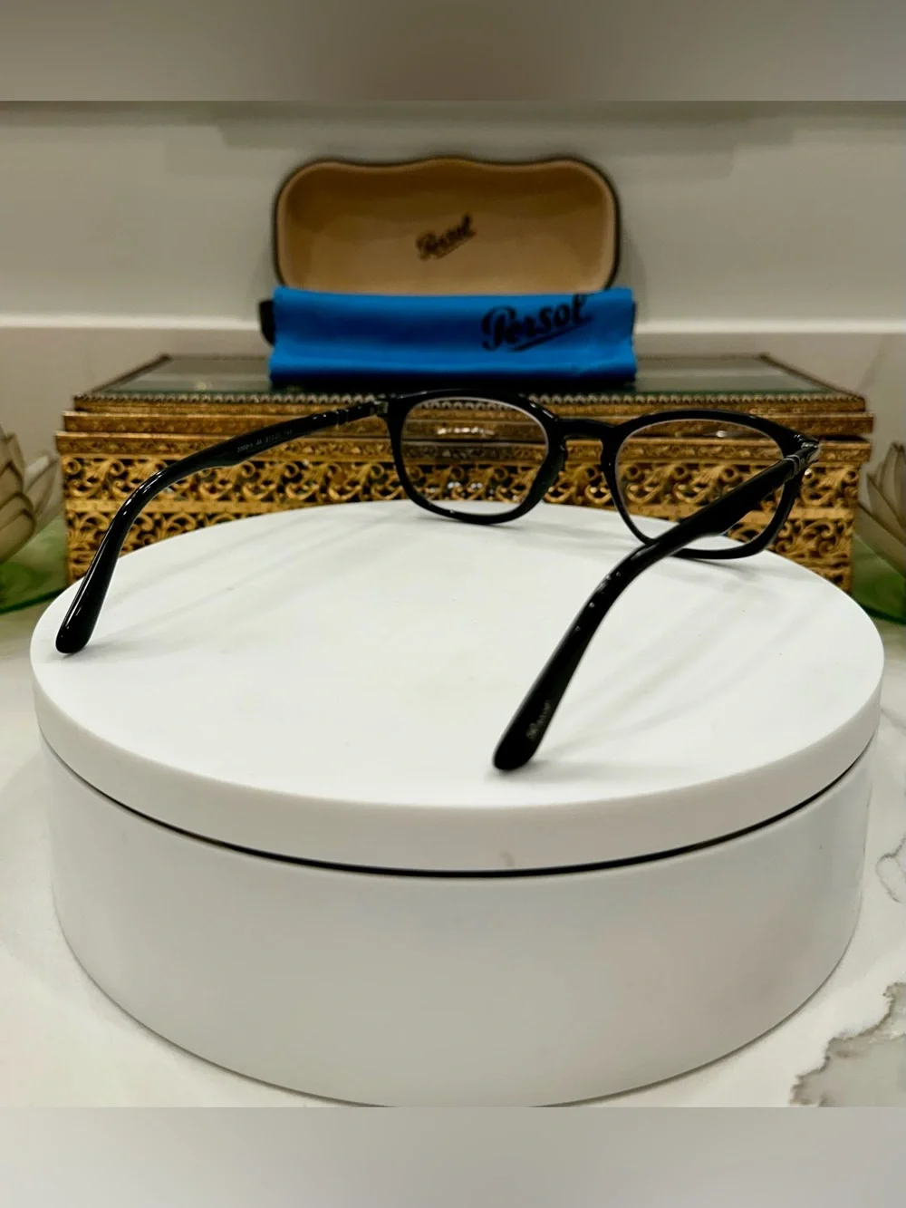 Persol Handmade Italy 3303-V Classic Black Rx Eyeglass Frames, Persol Case/Cloth